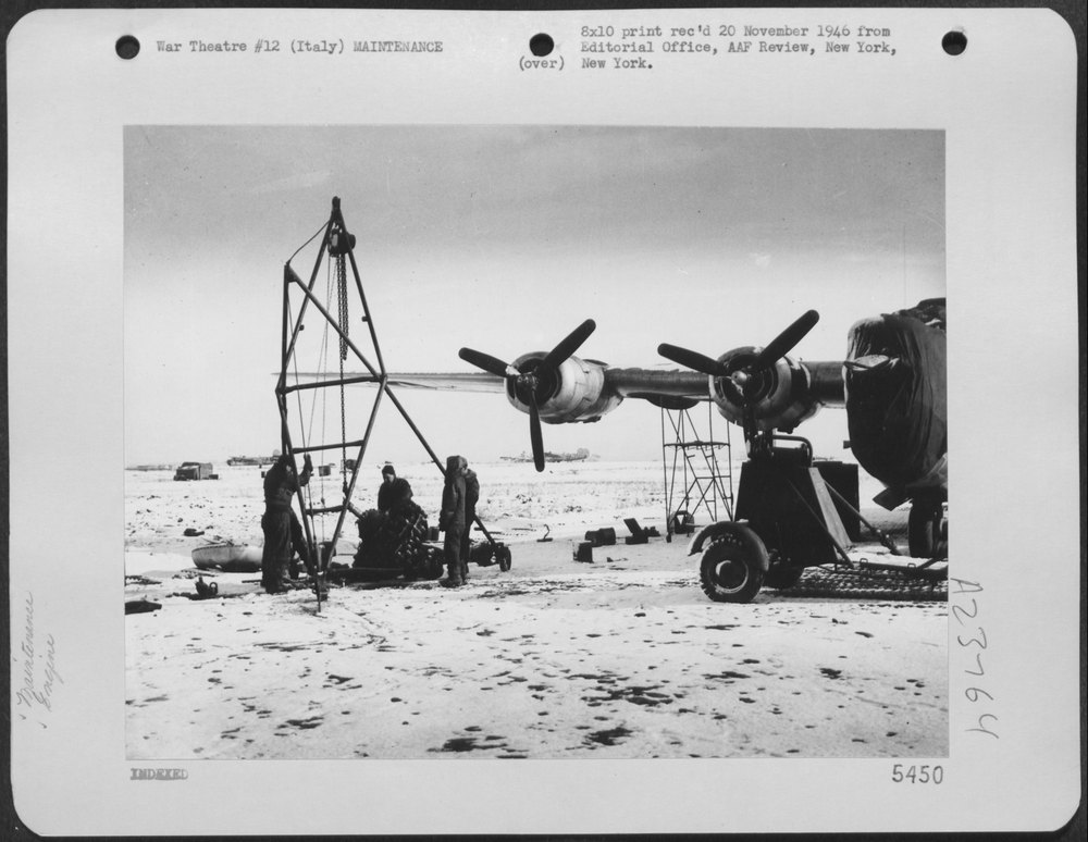 B-24 Liberator engine in bitter cold
