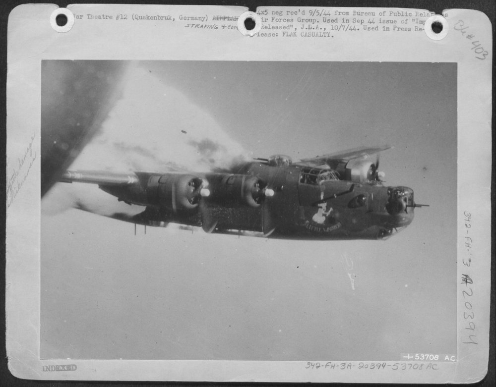 B-24 Liberator hit over Quakenbruk