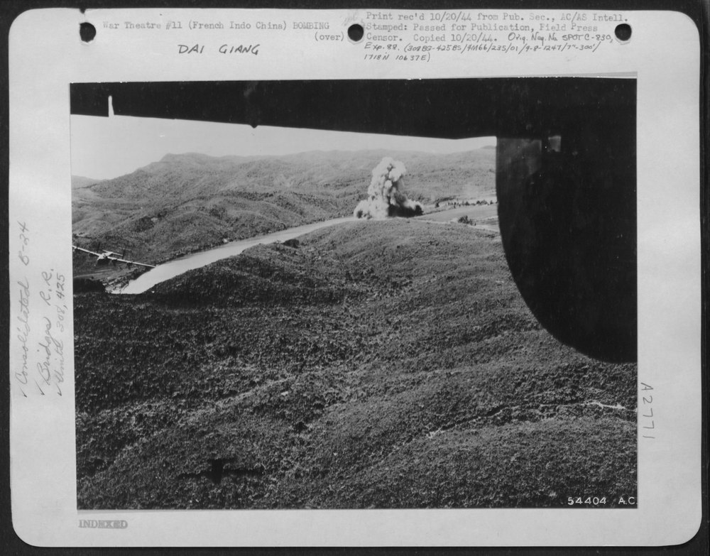 B-24 Liberator over Dai Giang River Bridge