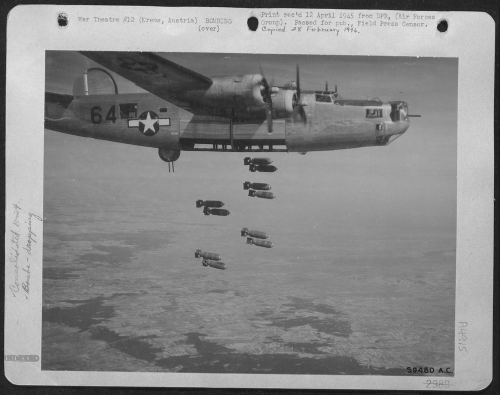 B-24 Liberator over Krems rail yards