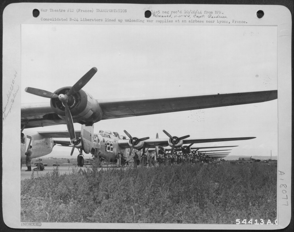 B-24 Liberators at airbase near Lyons