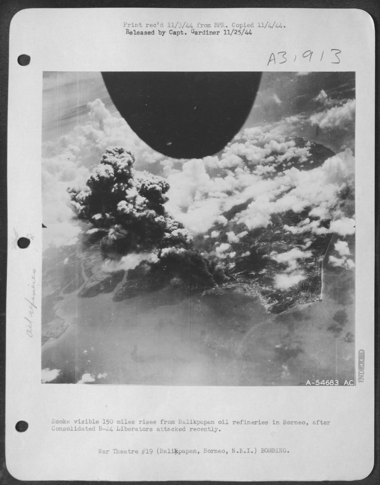 B-24 Liberators attack Balikpapan oil refineries