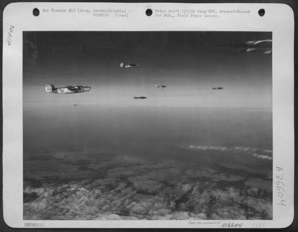 B-24 Liberators attack Brux refineries