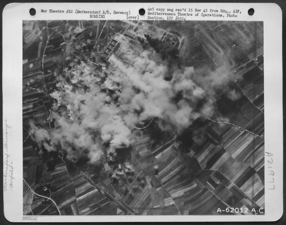 B-24 Liberators bombing Markersdorf Airdrome