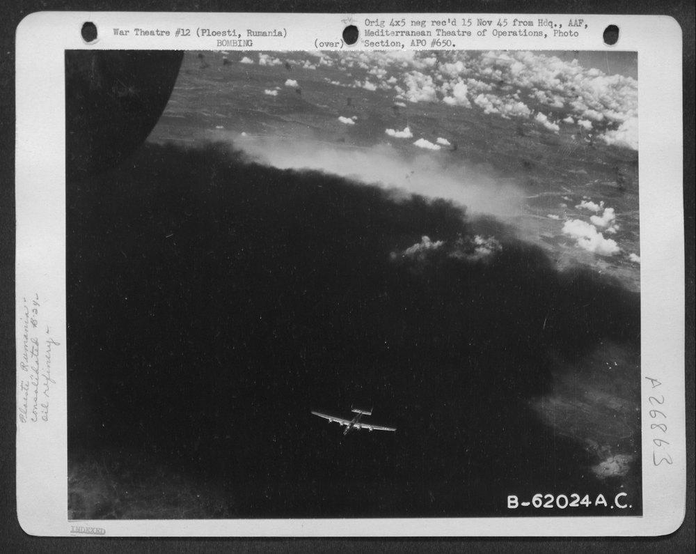 B-24 Liberators over Ploesti oil refinery