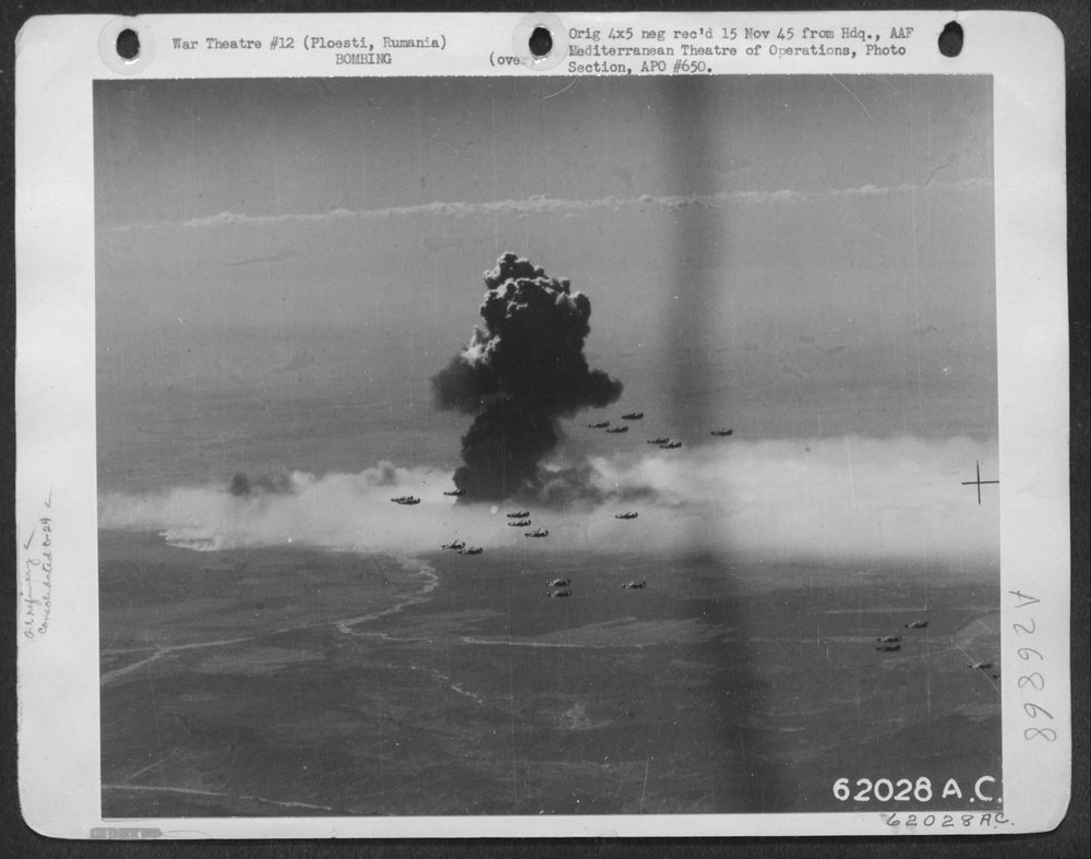 B-24 Liberators over Ploesti oil refinery