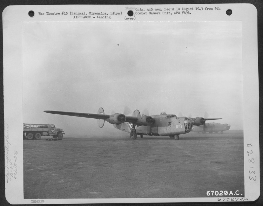 B-24 near Bengasi after Ploesti raid