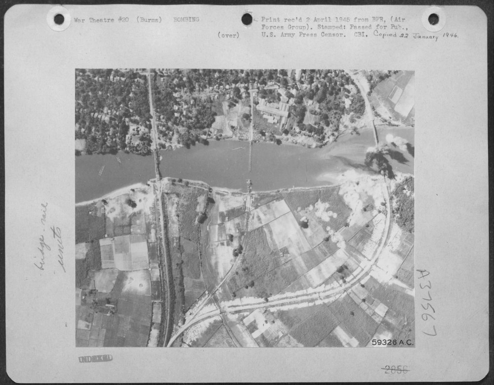 B-24's destroy bridge on Burma Siam road