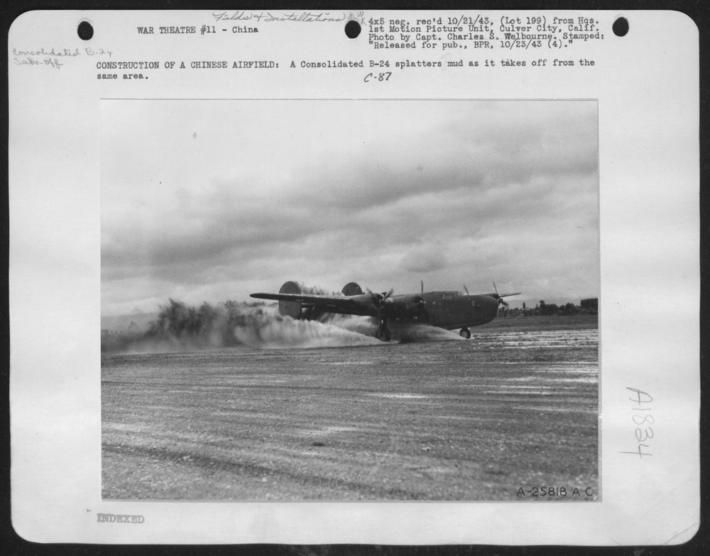 B-24 takes off from Chinese airfield