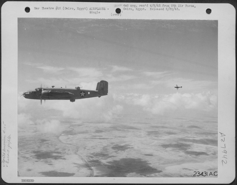 B-25 and P-40 over Cairo