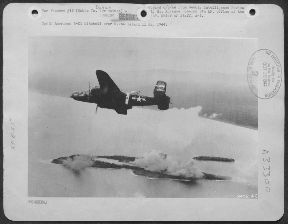 B-25 Mitchell over Wakde Island