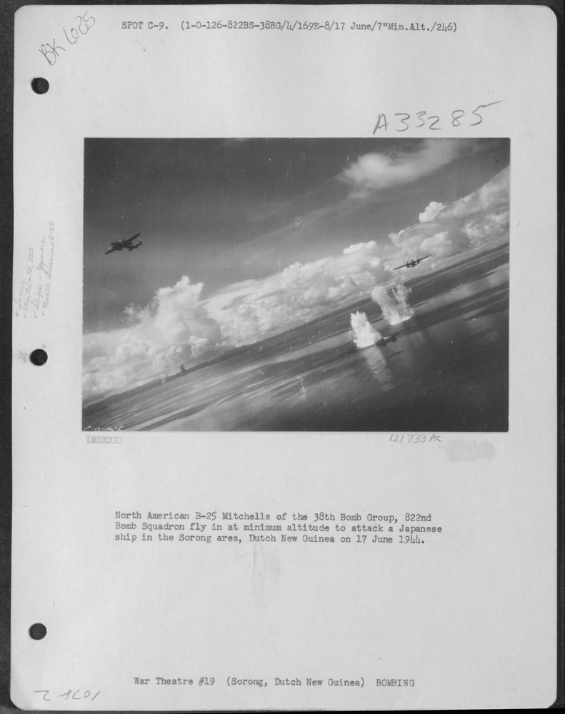 B-25 Mitchells attack Japanese ship