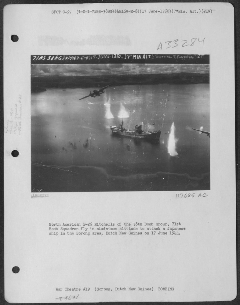 B-25 Mitchells attack Japanese ship