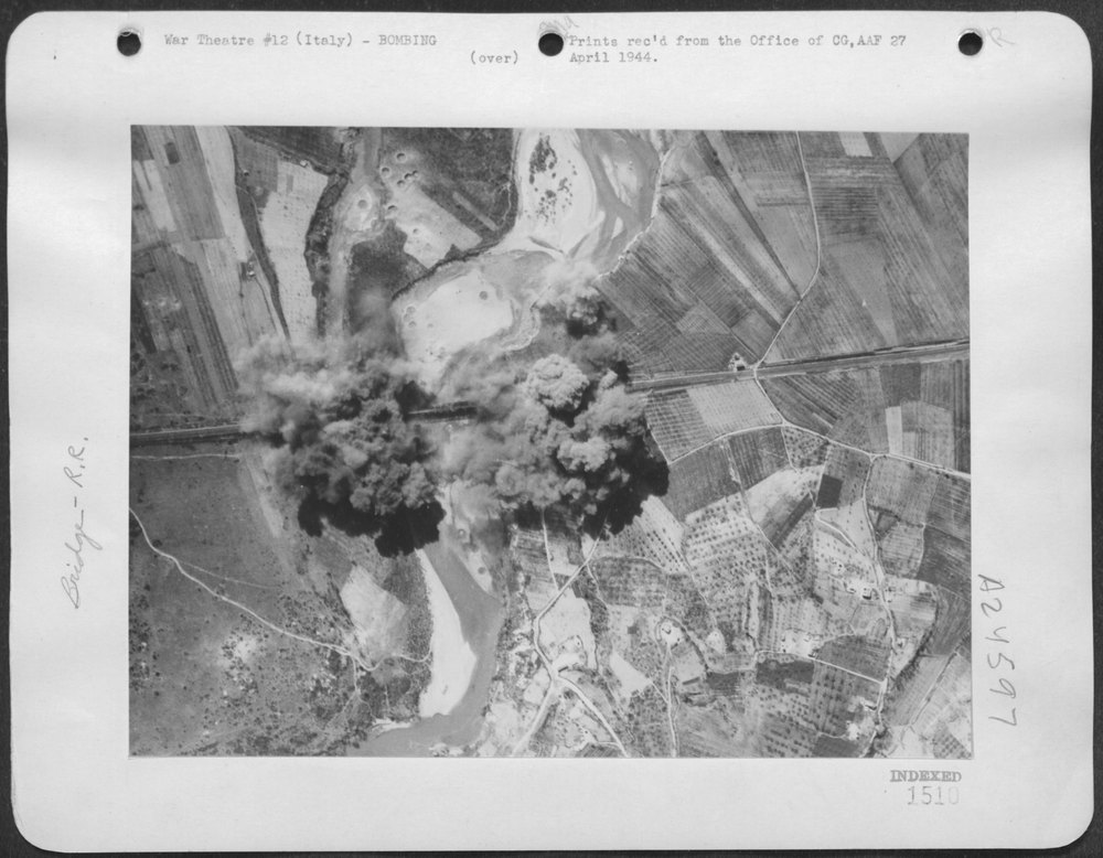 B-25 Mitchells bombing bridge north of Orte