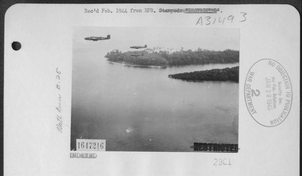 B-25 Mitchells over Gasmata Island