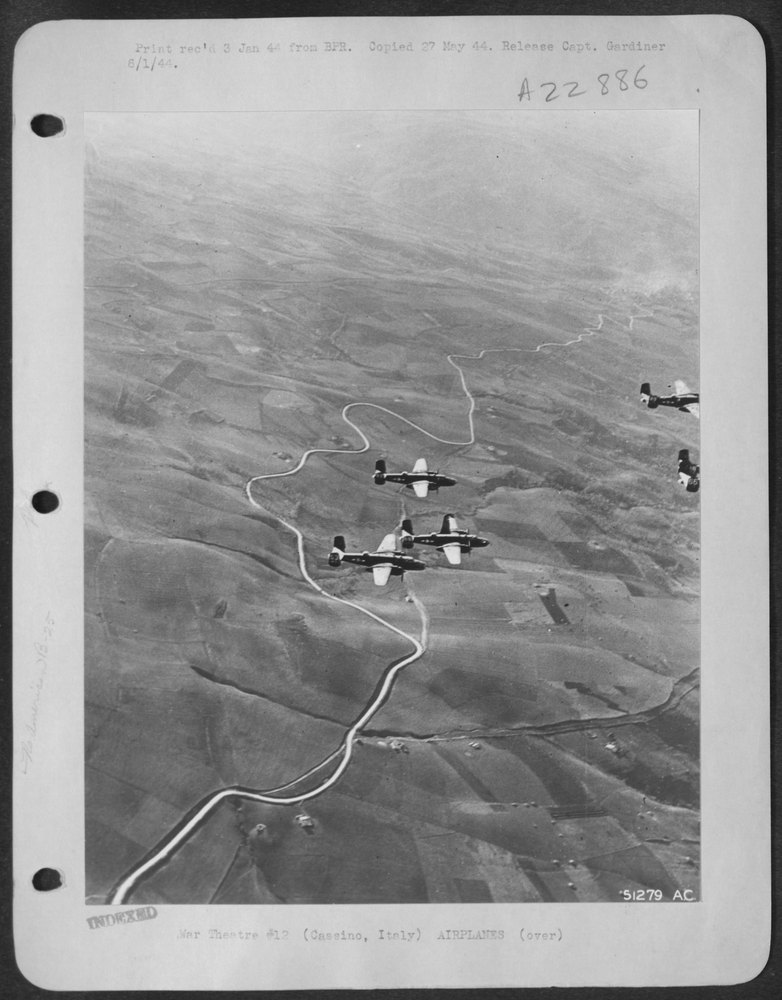 B-25 Mitchells over the Fifth Army front at Cassino