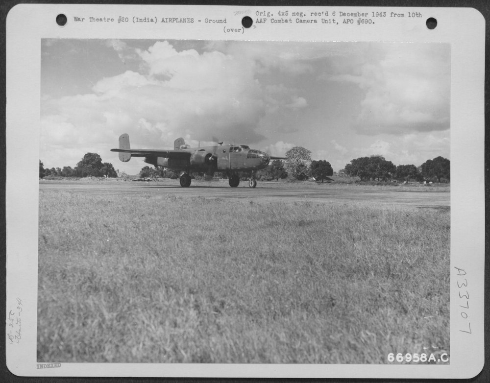 B-25 on taxi strip in India