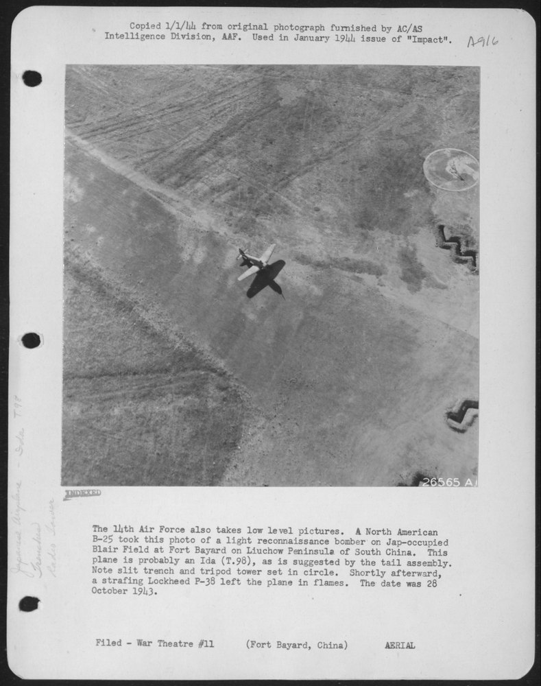 B-25 over Japanese-occupied Blair Field
