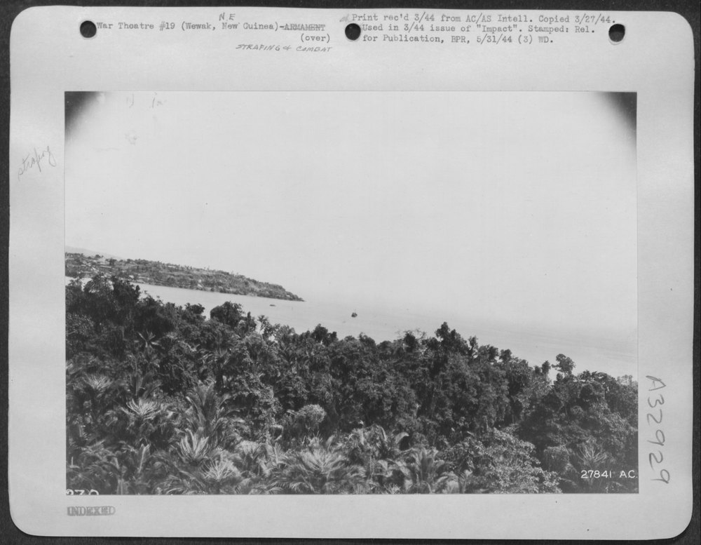 B-25 over Japanese vessel New Guinea