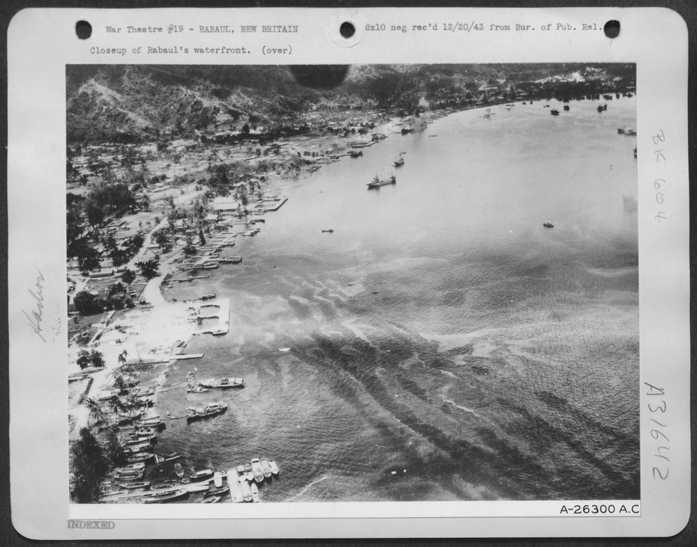 B-25 over Rabaul harbor