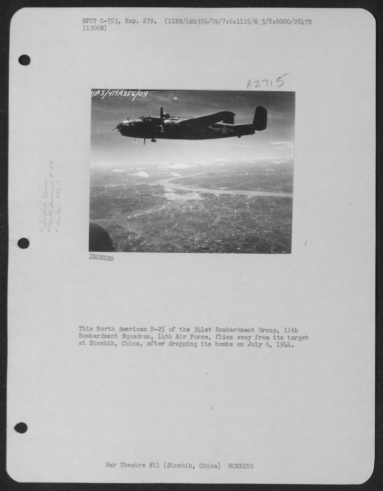 B-25 over Sinshih China