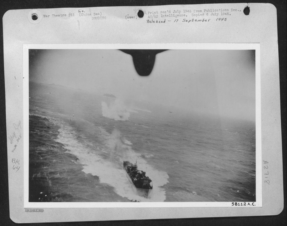 B-25's Attack Japanese Destroyer Off China Coast
