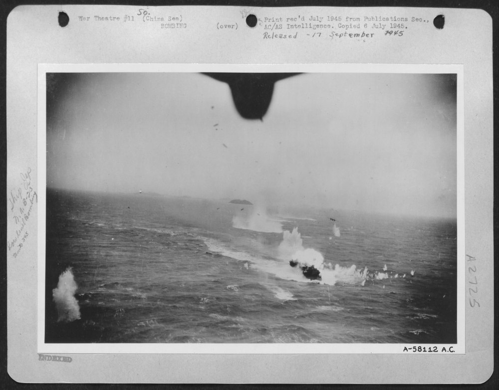 B-25's Attack Japanese Destroyer Off China Coast