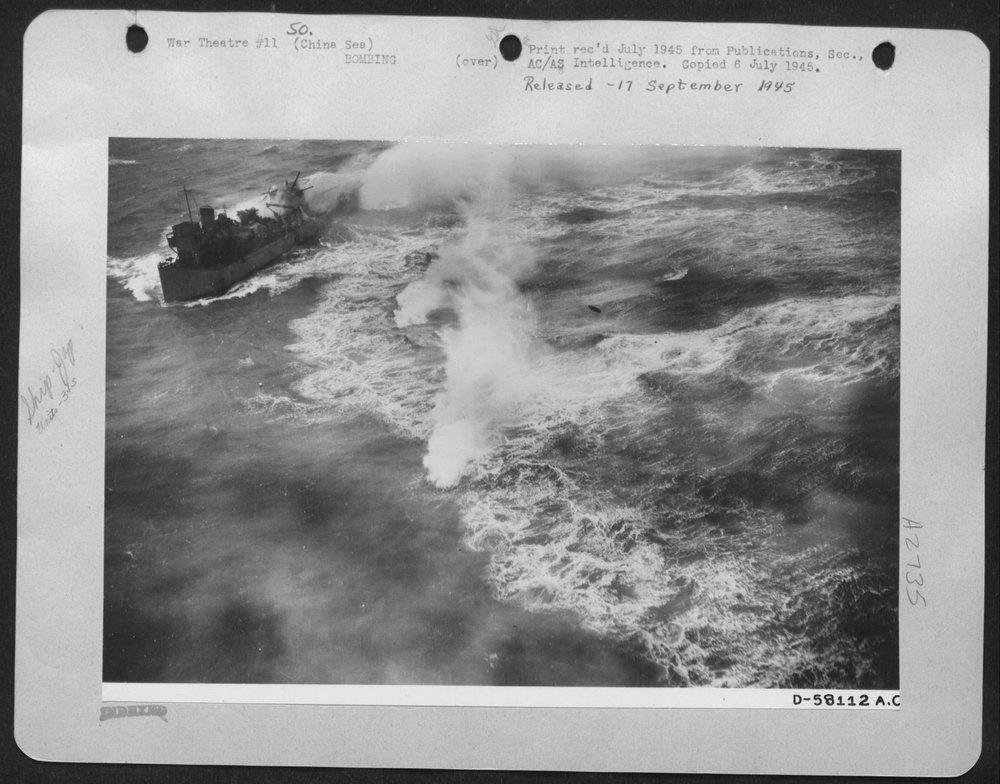B-25's Attack Japanese Destroyer Off China Coast