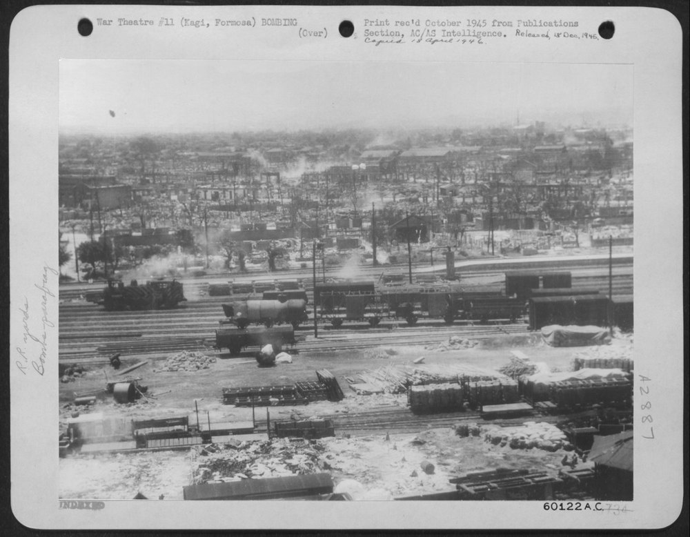 B-25's bomb Kagi railroad yards