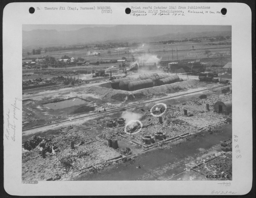 B-25's bomb Kagi railroad yards