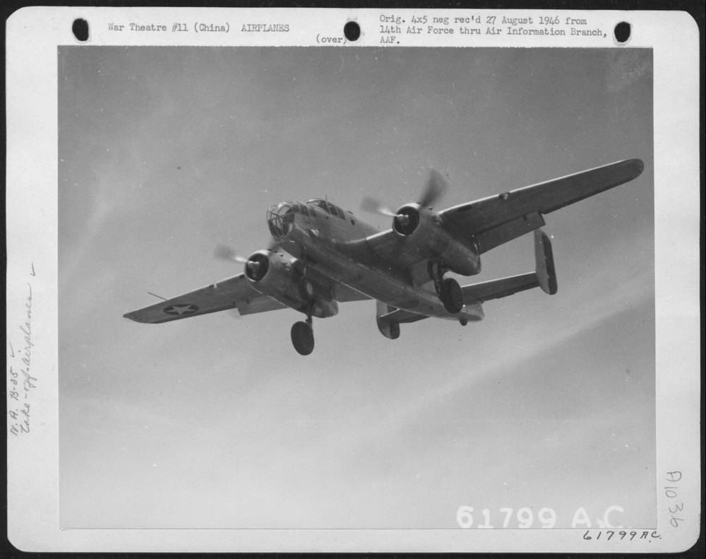 B-25 Takes Off From US Airfield In China