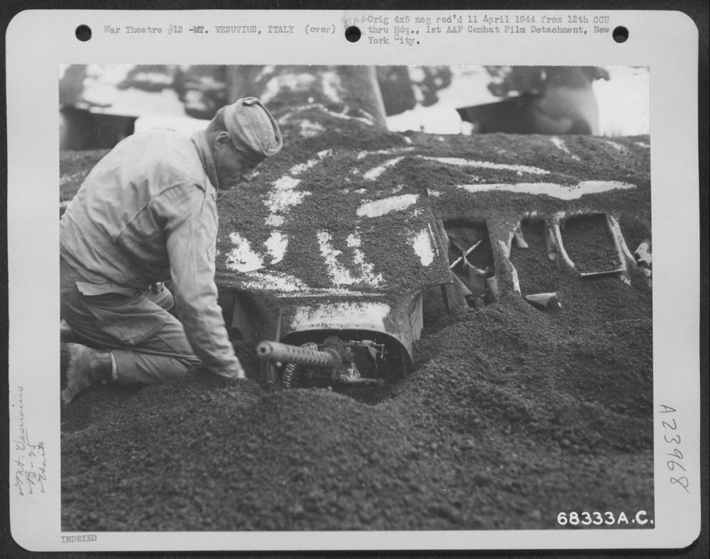 B-25 under Mt Vesuvius ashes