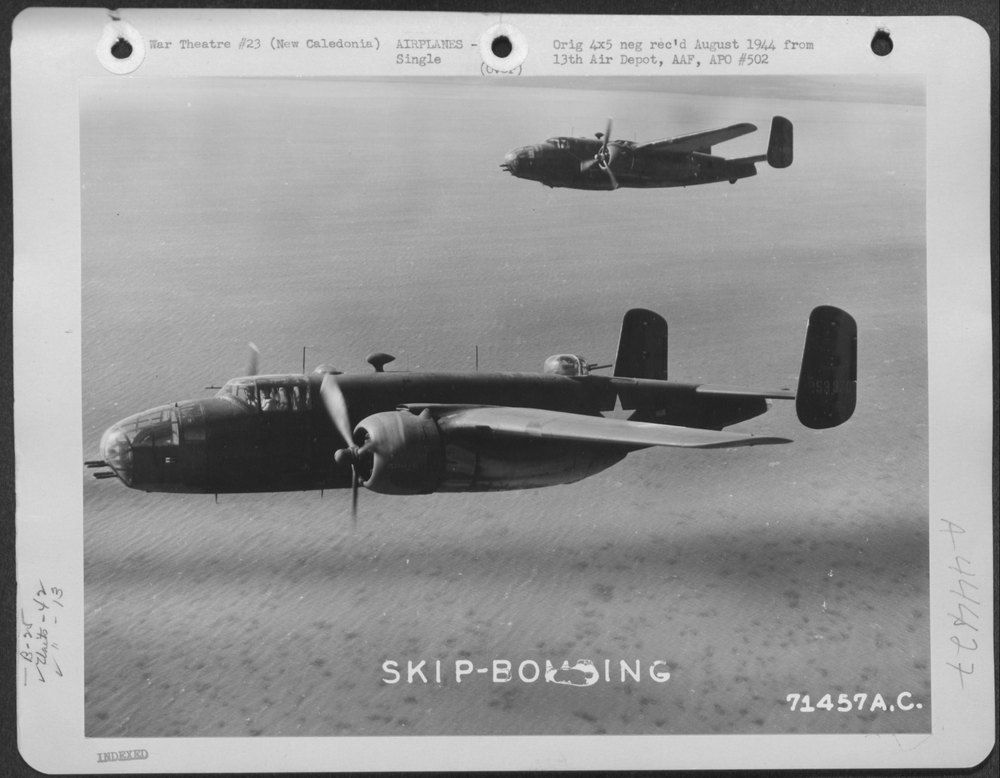 B-25C's Practice Skip Bombing New Caledonia