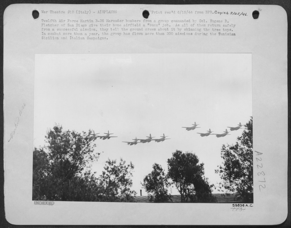 B-26 Marauder Bombers Over Home Airfield