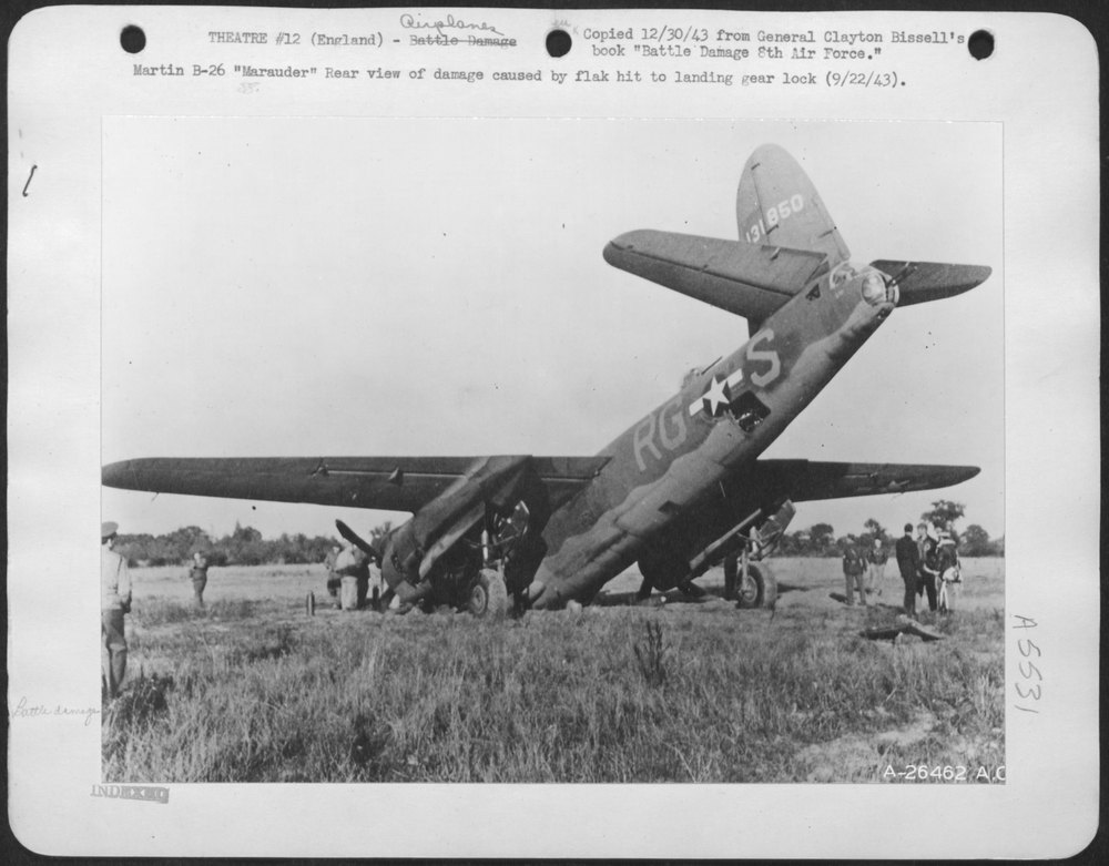 B-26 Marauder hit by flak