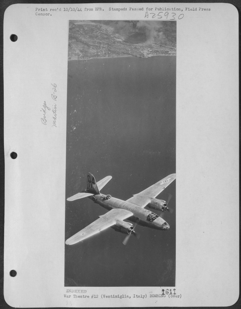 B-26 Marauder over Ventimiglia