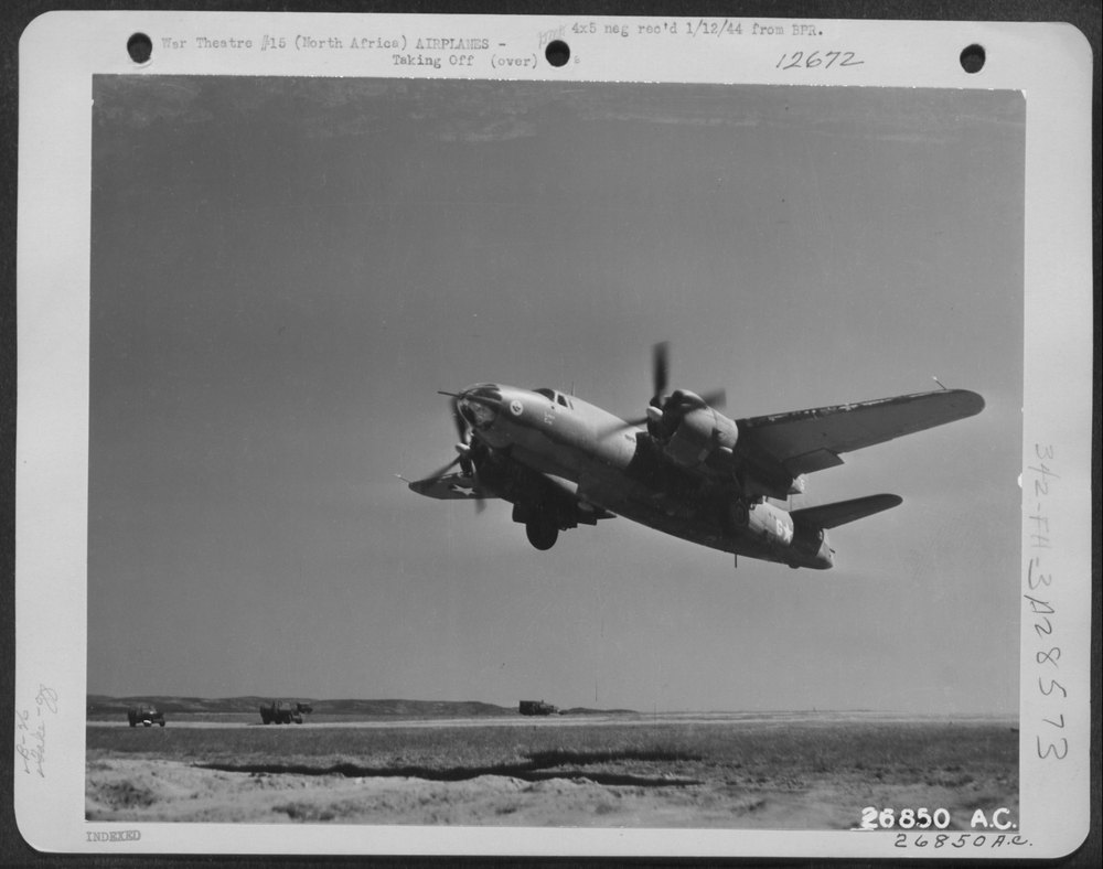 B-26 Marauder taking off North Africa