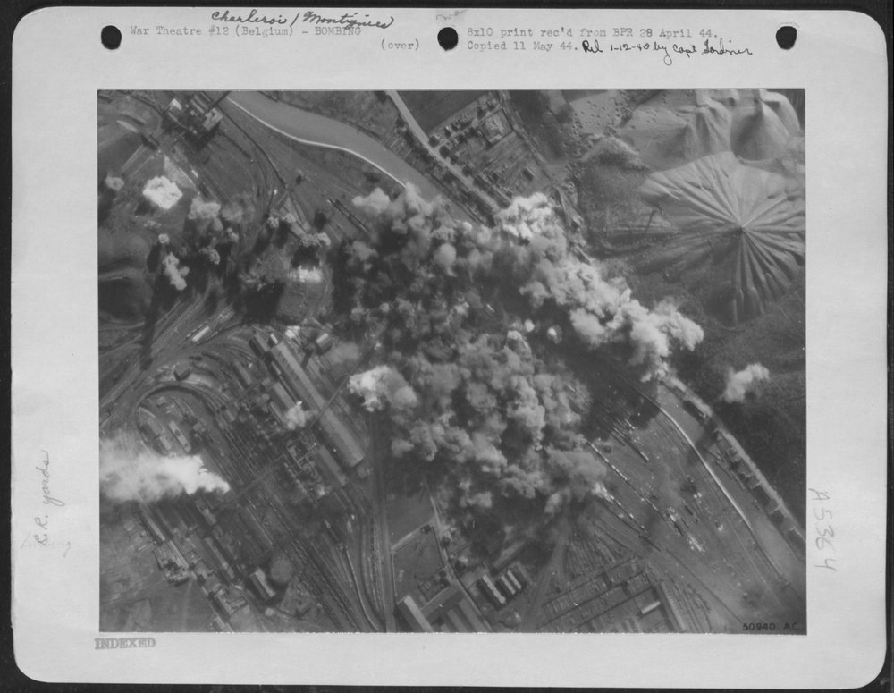 B-26 Marauders attack Charleroi railway yards