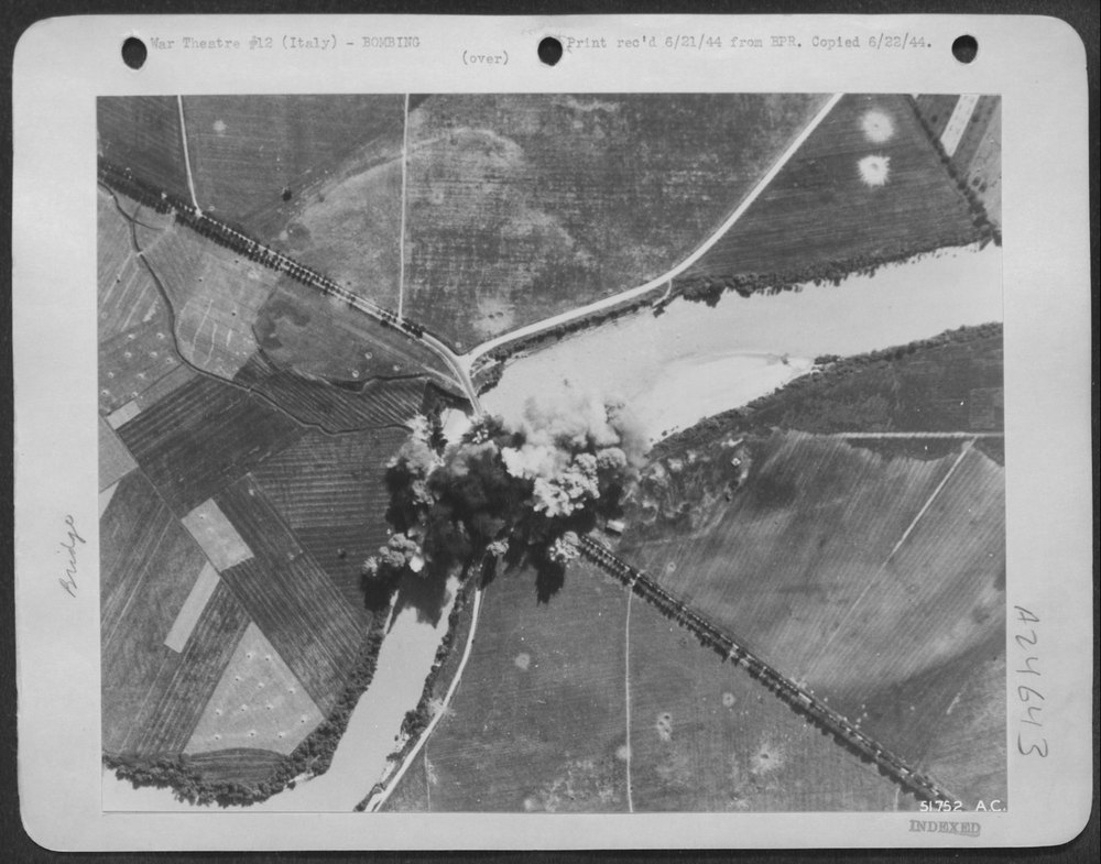B-26 Marauders blast Tarrita Sabina Bridge