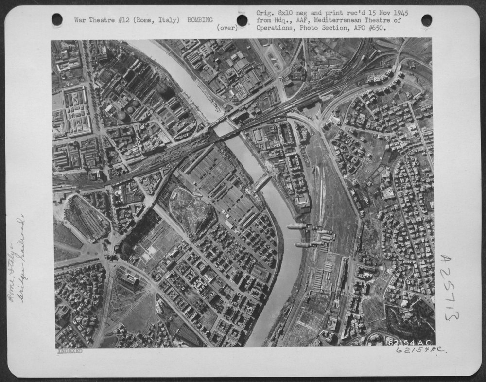 B-26 Marauders bombing Rome bridges