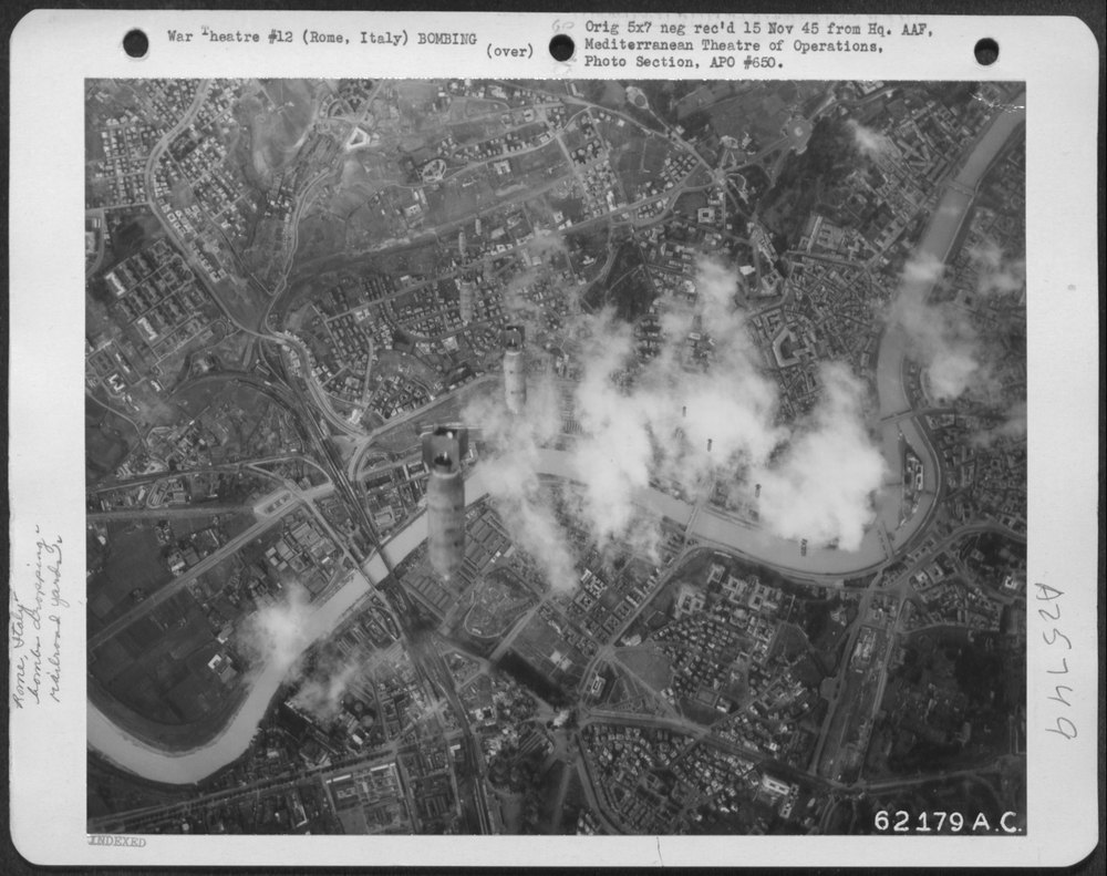 B-26 Marauders bombing Rome railroad yards