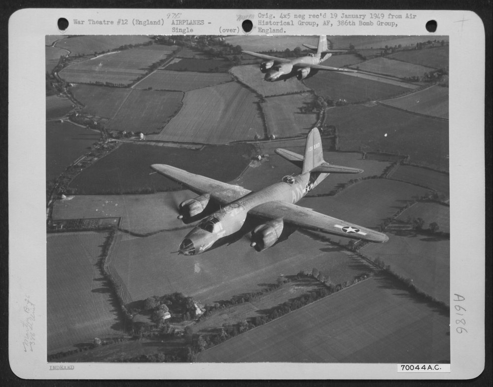 B-26 Marauders over English countryside