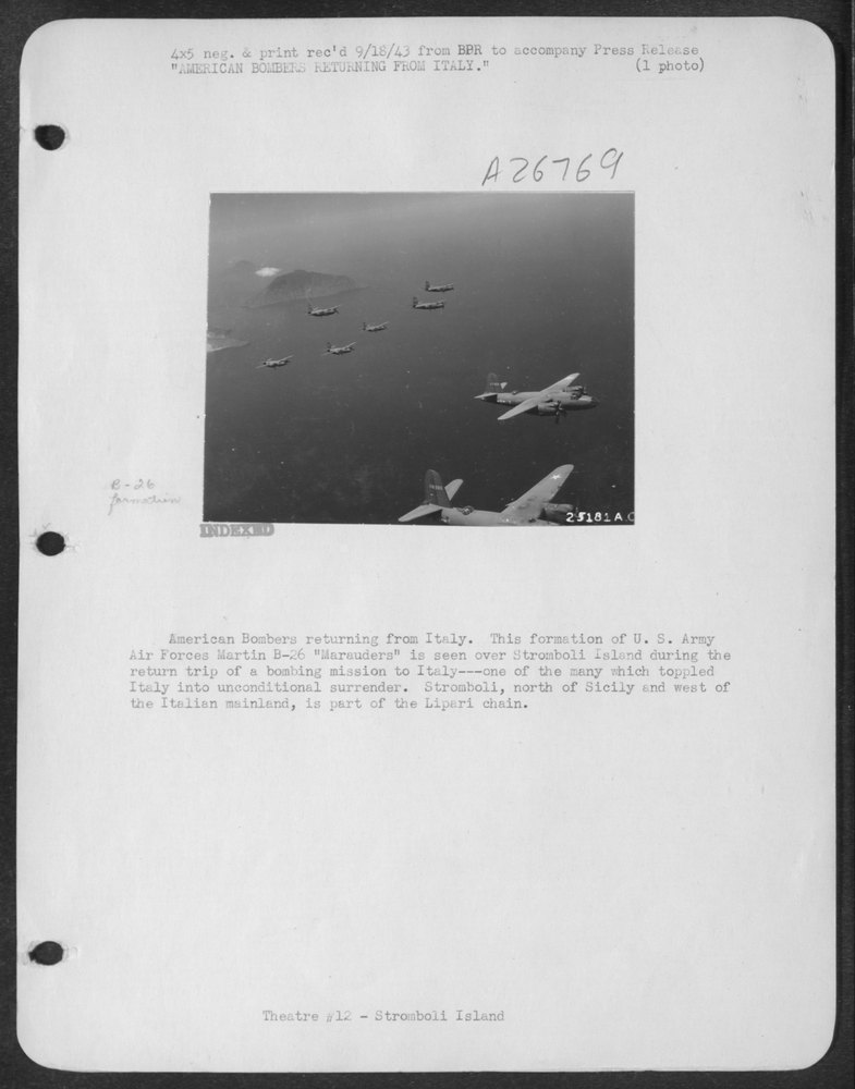 B-26 Marauders over Stromboli Island