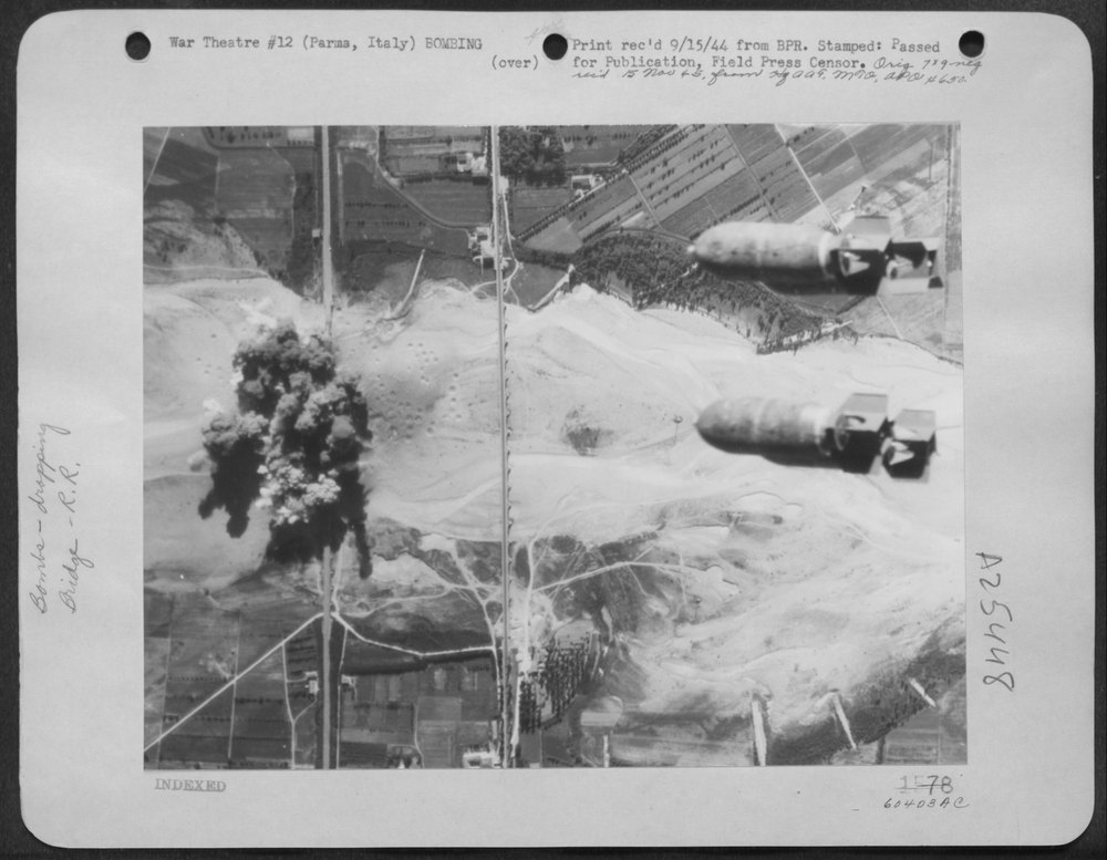 B-26 Marauders smash rail bridge at Parma