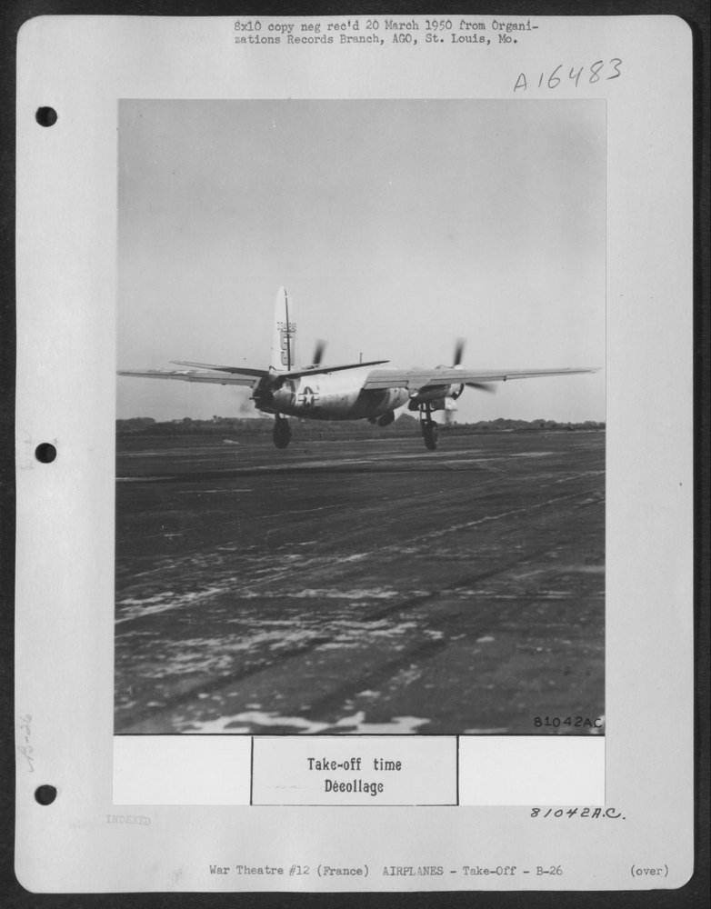B-26 takes off from France