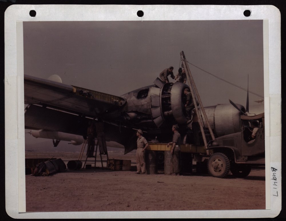 B-29 engine maintenance in China