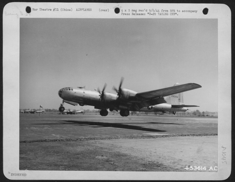B-29 Superfortress taking off in China