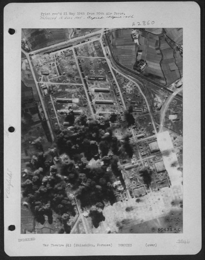 B-29 Superfortresses bombs Shinchiku Airdrome