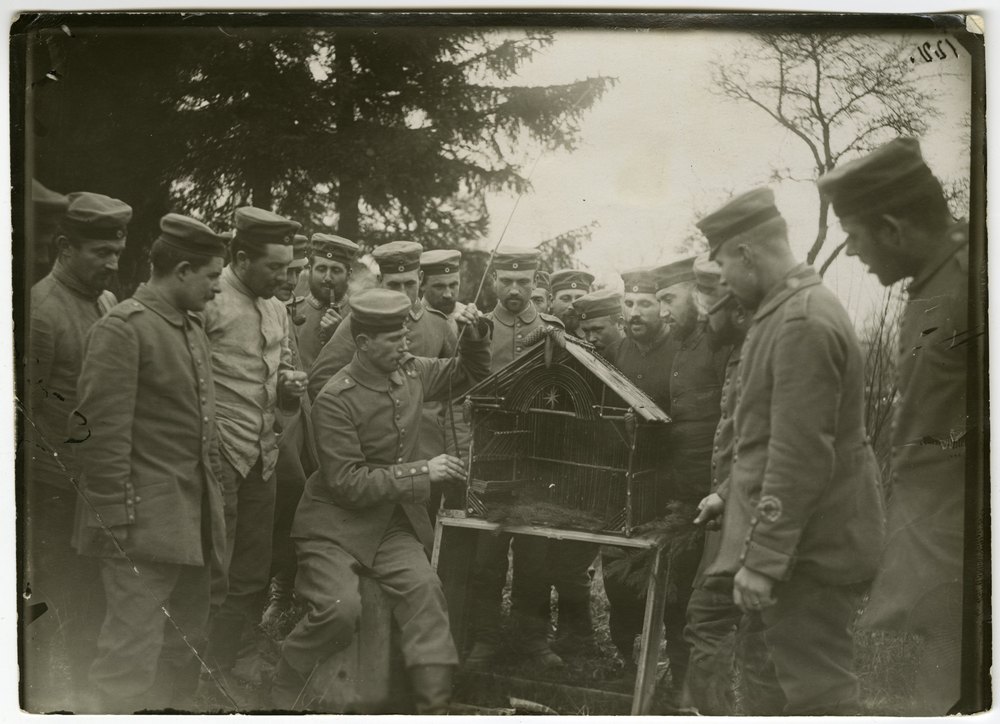 Bavarian soldiers with Christmas crib