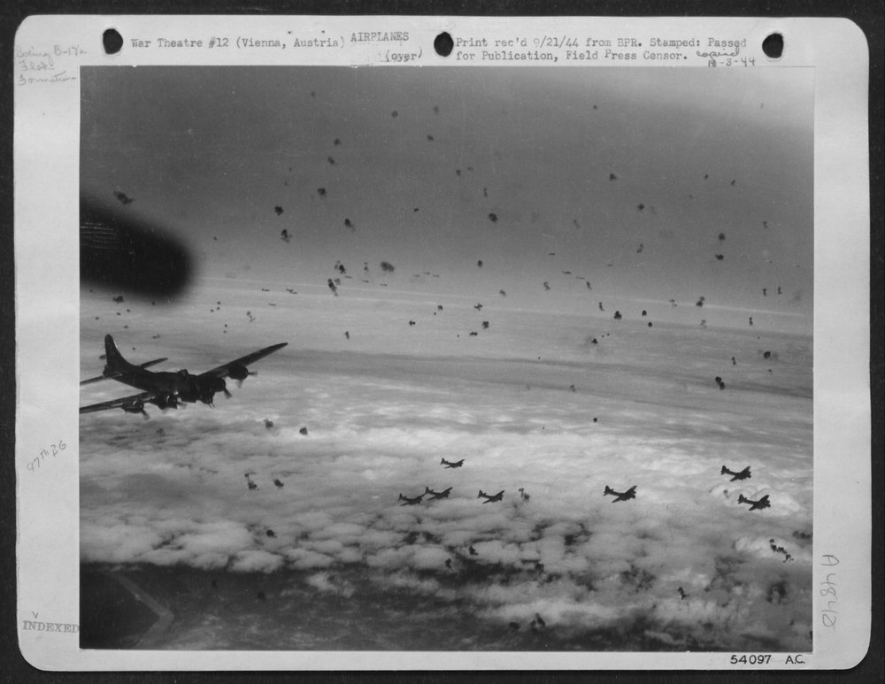 Beoing B-17 Flying ofrtresses of the 15th Air force make their way